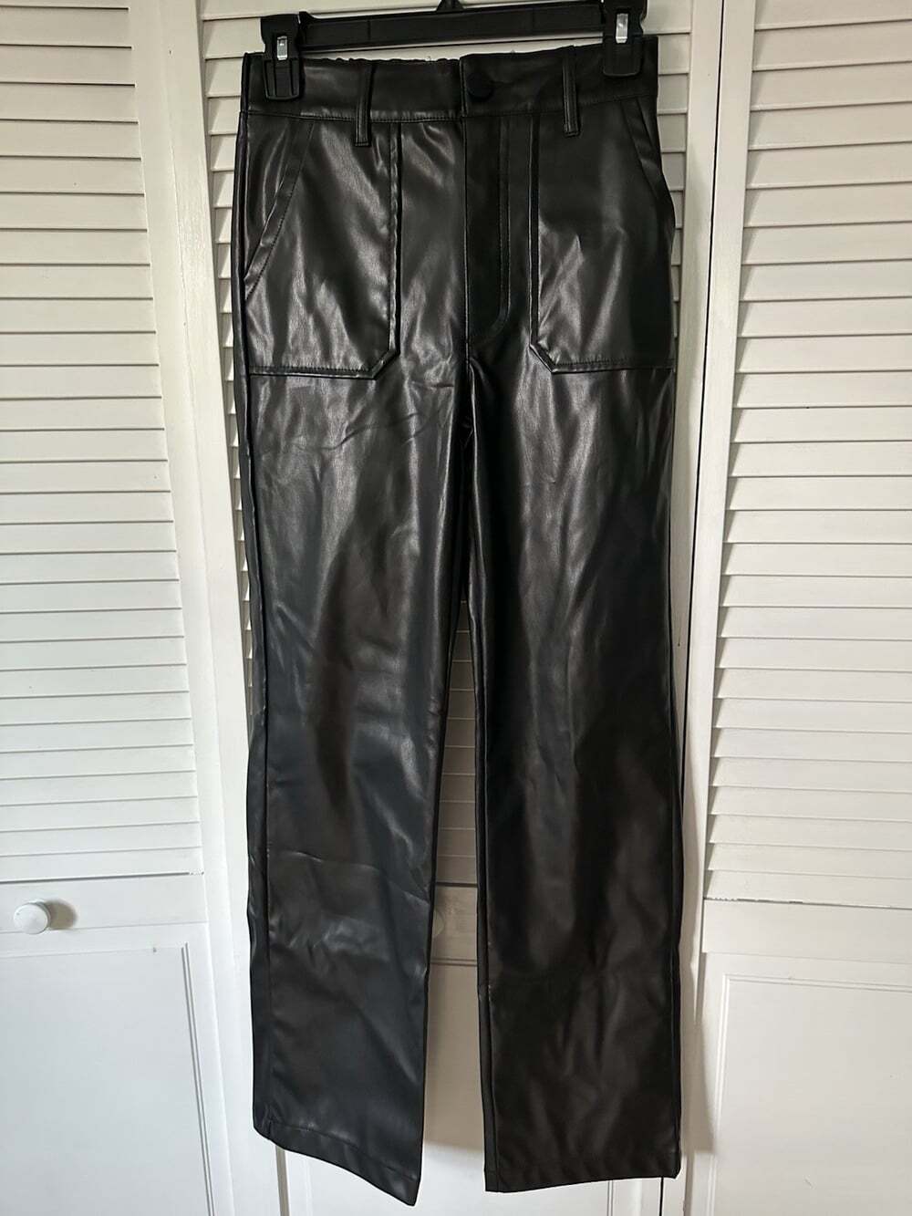 Kendall + Kylie Faux Leather Straight Leg Pants Black Women’s Size S - Picture 6 of 6